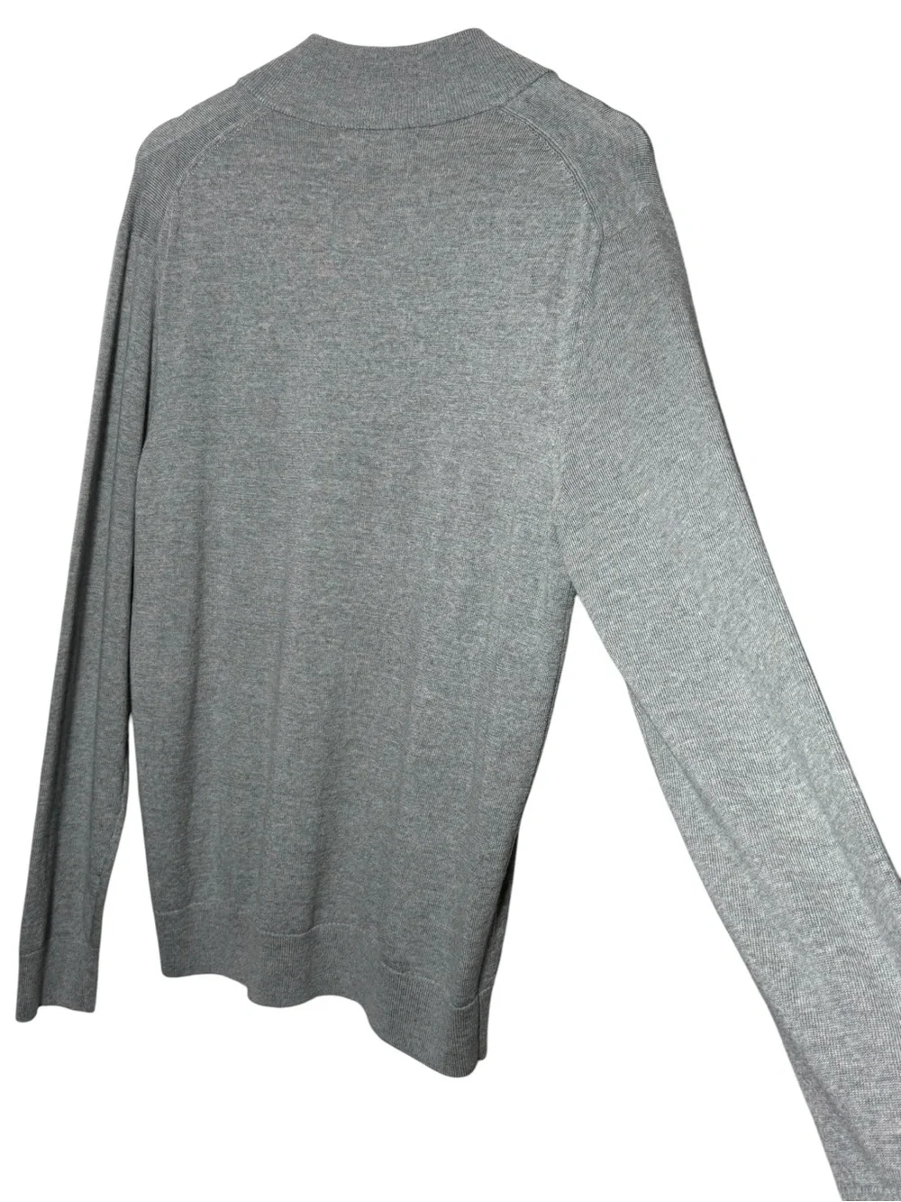 Banana Republic Tall Length Heather Gray Italian Merino Quarter Zip Sweater L